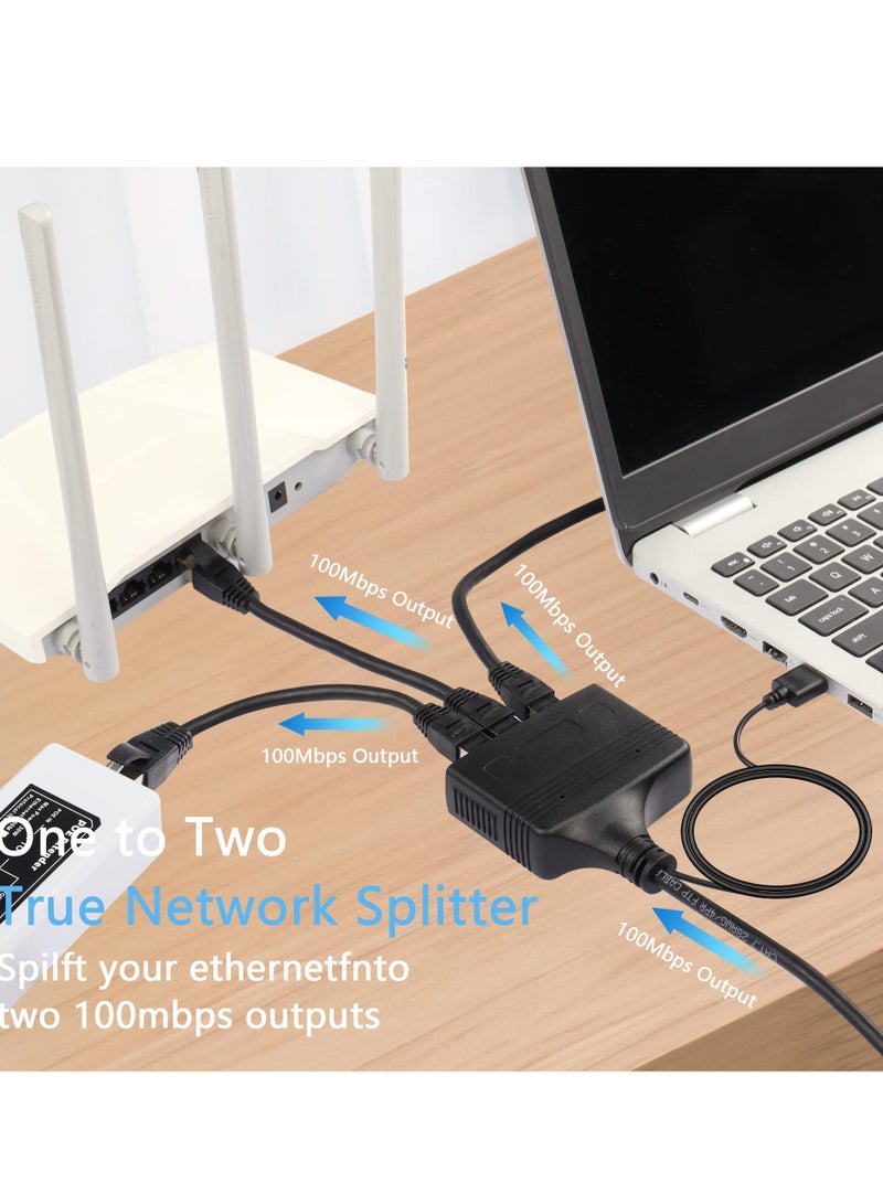 RJ45 Network Splitter Adapter, Ethernet Cable Splitter, 1 to 3 Internet Splitter 100Mbps High Speed LAN Network Splitter, The Same Time for Cat5, Cat5e, Cat6, Cat7 (Black) - Image 4
