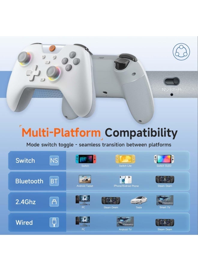 EasySMX جهاز تحكم ألعاب كلاسيكي EasySMX X05 بلوتوث لجهاز الكمبيوتر/ستيم/آيفون/أندرويد/سويتش مع تأثير هول وأضواء RGB الزناد اهتزاز توربو مضاد للانجراف بطارية 750 مللي أمبير متوافق مع أسطورة الأسود: وكونغ، دعم متعدد المنصات - Image 4