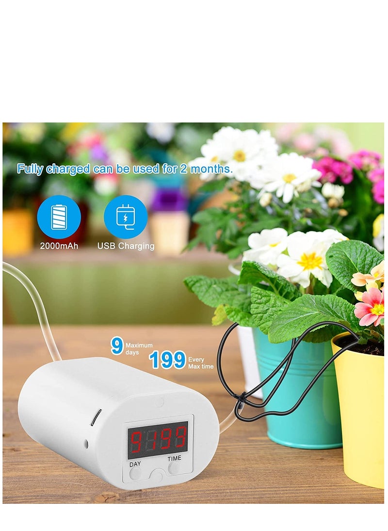 مؤقت الري التلقائي لسقاية النباتات مع شاشة LED ومصدر طاقة USB مؤقت الري التلقائي الداخلي لنظام ري النباتات سقاية النباتات التلقائية للنباتات المحفوظة في أصيص داخلي