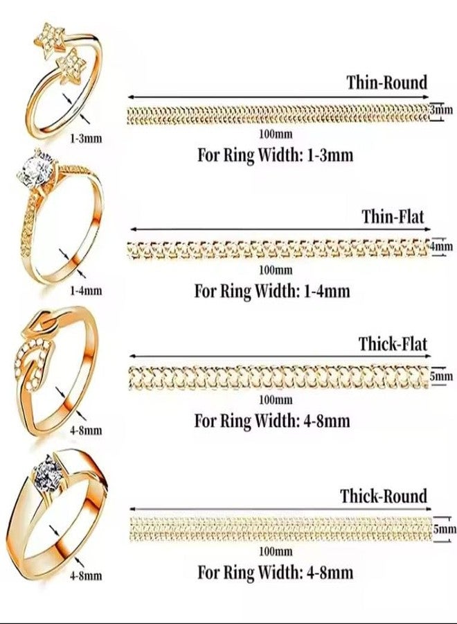 Swejos Ring Size Adjuster for Loose Rings - 4 Sizes Golden Ring Sizer Resizer Fit Spiral Silicone Tightener Set (2) - Image 2