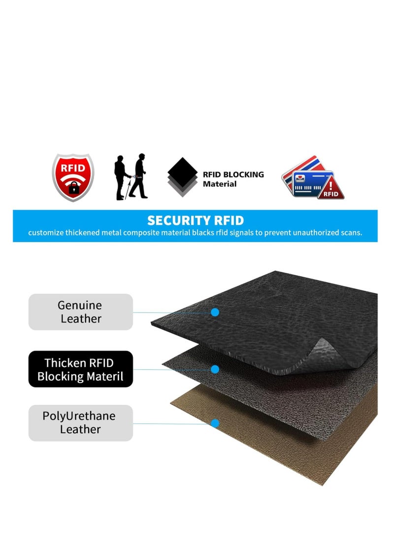 Stylish RFID Blocking Genuine Leather Bifold Wallet for Women with 18 Card Slots and Zipper Pocket for ID - Image 3