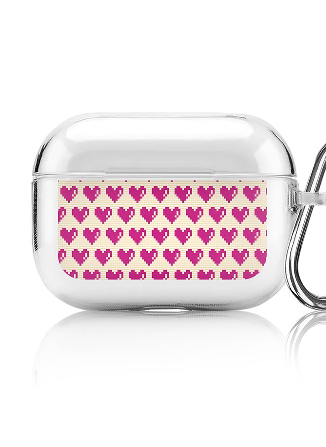 Classic Clear printed Case for Apple AirPods Pro 2nd Generation Thin Transparent Cover [Designed for Apple AirPods Pro 2nd Generation] - Pixel Hearts