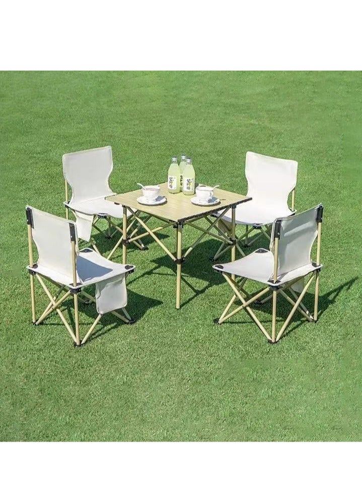 Generic 5PCS Portable Camping Chair and Table Set, Folding Camping Table Chair Set, Lightweight Backpacking Camping Chairs and Table Combo for Patio, Backyard, Garden, Poolside, Beach, Lawn, Porch - Image 4