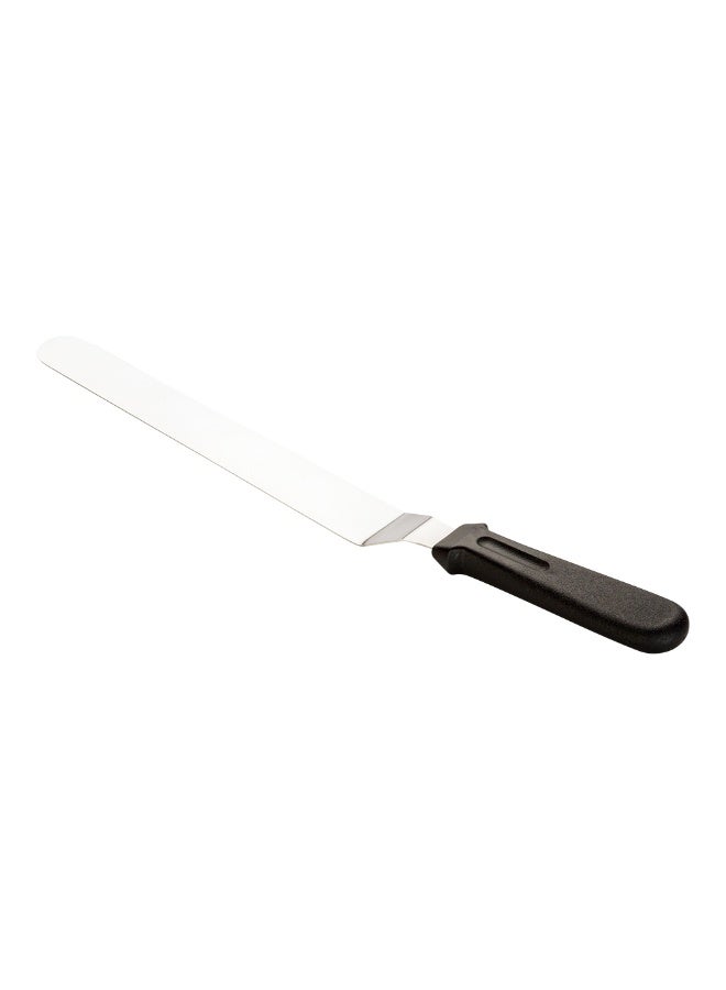 Restaurantware Met Lux 14.8 x 1.3 Inch Offset Spatula, 1 Angled Icing Spatula - Plastic Handle, Large, Black Stainless Steel Cupcake Icing Knife, For Frosting, Icing, Or Layering, For Desserts - Image 1