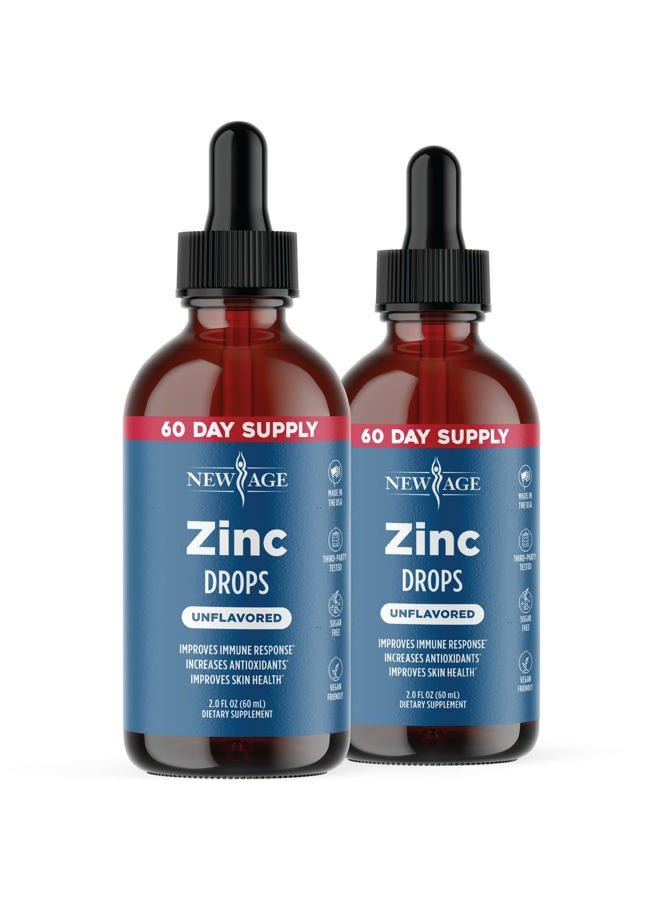 New Age Liquid Zinc Drops for Adults & Kids by NEW AGE, Zinc Sulfate for Immune Support, Vegan, Non-GMO & Gluten Free, 60 Day Supply, 2-Pack - Image 1
