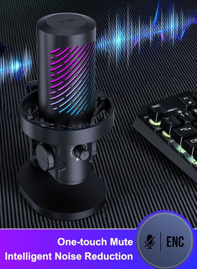 ميكروفون ألعاب للكمبيوتر الشخصي، ميكروفون USB لألعاب الكمبيوتر لجهاز Mac PS4 PS5، ميكروفون مكثف مع تحكم سريع في RGB لتسجيل بث البث المباشر ومقاطع الفيديو Twitch Snapchat Podcasts - Image 5