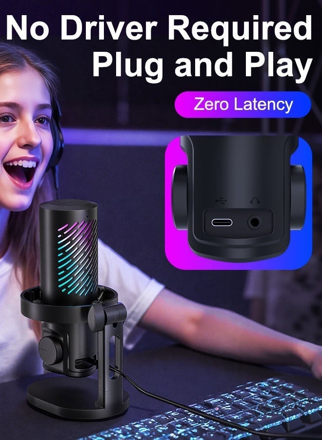 ميكروفون ألعاب للكمبيوتر الشخصي، ميكروفون USB لألعاب الكمبيوتر لجهاز Mac PS4 PS5، ميكروفون مكثف مع تحكم سريع في RGB لتسجيل بث البث المباشر ومقاطع الفيديو Twitch Snapchat Podcasts - Image 4