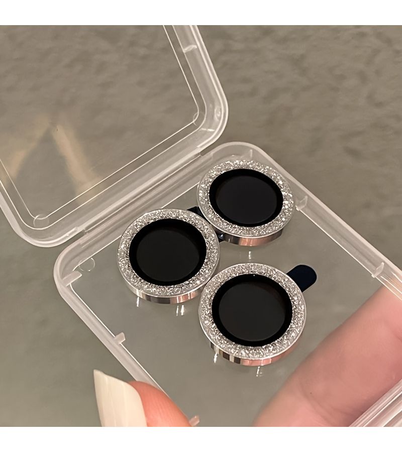 8 Pcs Silver Glitter Lens Protectors with Tempered Glass Film for iPhone IP 12 12 Mini 12 Pro Fashionable Aesthetic Phone Additions - Image 5