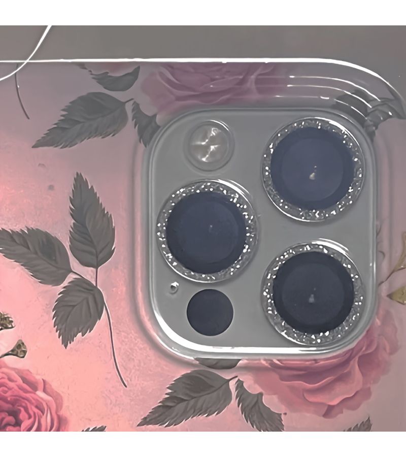 8 Pcs Silver Glitter Lens Protectors with Tempered Glass Film for iPhone IP 12 12 Mini 12 Pro Fashionable Aesthetic Phone Additions - Image 3