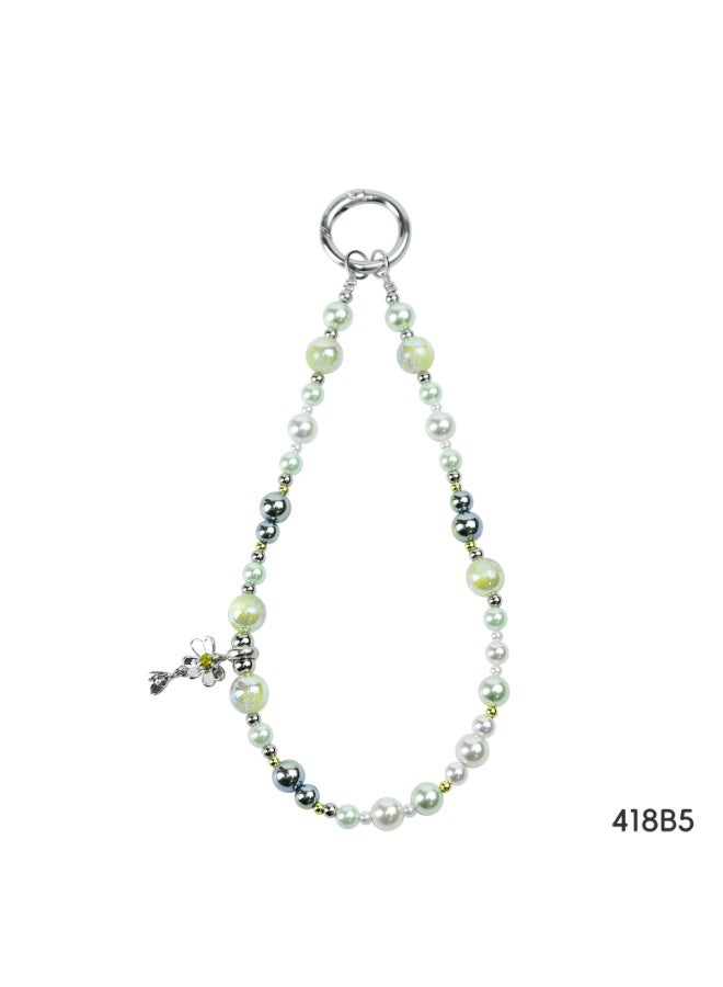NIBEMINENT Super Cute Beaded Phone Charm – Trendy Phone Chain Wrist Strap, Shining Beads Chain Lanyard for Cell Phone