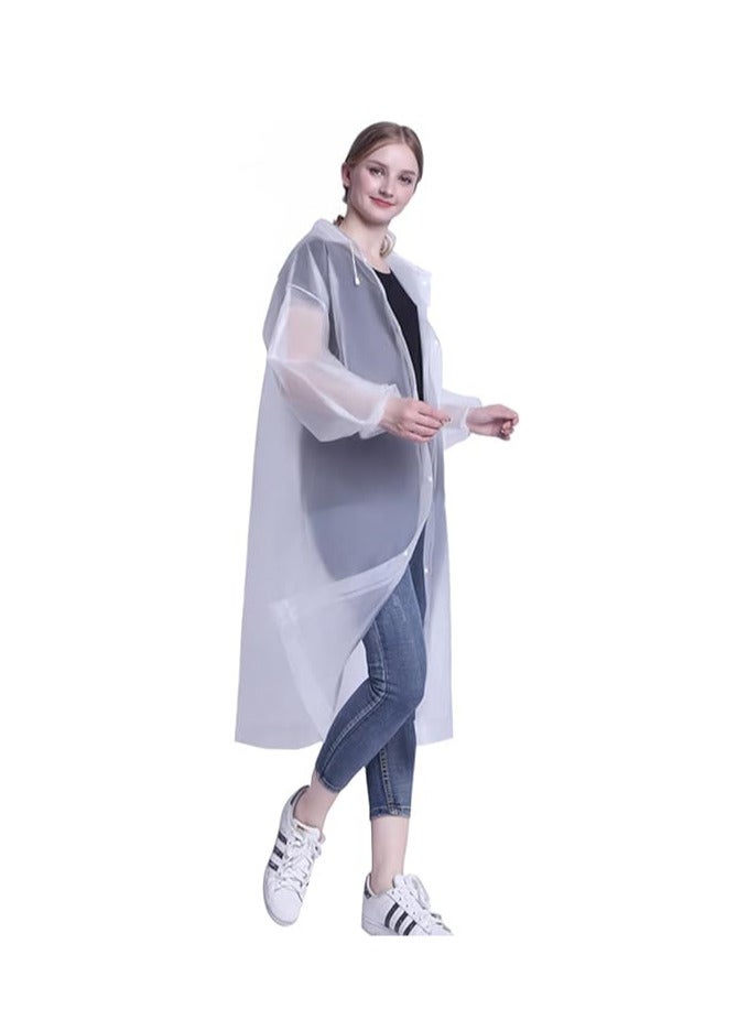 ECVV معطف مطر ECVV بونشو للرجال والنساء، جاكيت مطر EVA مقاوم للماء خفيف الوزن مع أغطية للرأس وأكمام، معدات مطر قابلة لإعادة الاستخدام للسفر - مقاس واحد - Image 1