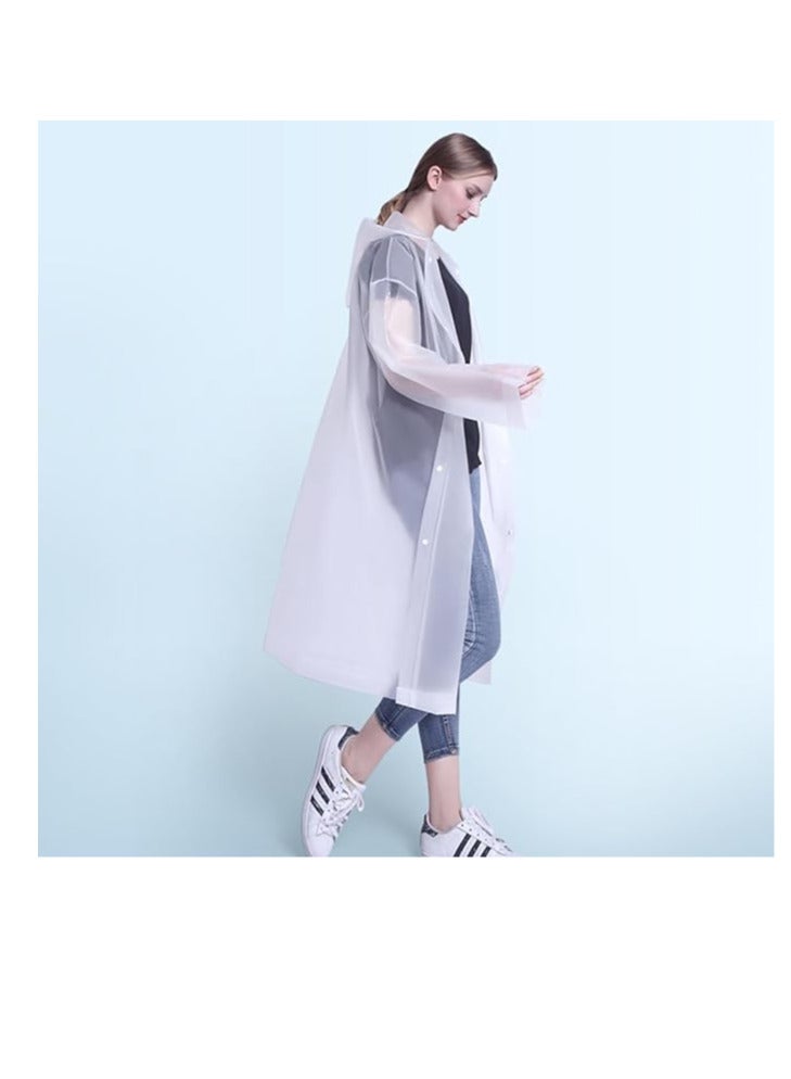 ECVV معطف مطر ECVV بونشو للرجال والنساء، جاكيت مطر EVA مقاوم للماء خفيف الوزن مع أغطية للرأس وأكمام، معدات مطر قابلة لإعادة الاستخدام للسفر - مقاس واحد - Image 2