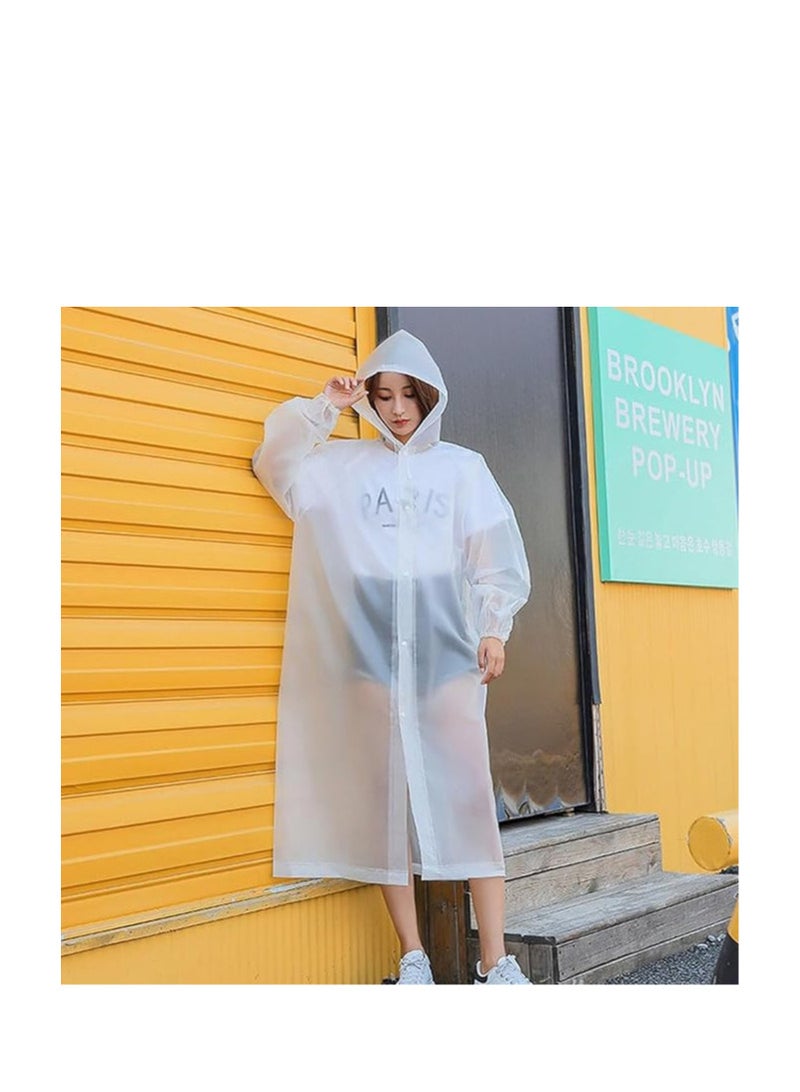 ECVV معطف مطر ECVV بونشو للرجال والنساء، جاكيت مطر EVA مقاوم للماء خفيف الوزن مع أغطية للرأس وأكمام، معدات مطر قابلة لإعادة الاستخدام للسفر - مقاس واحد - Image 4