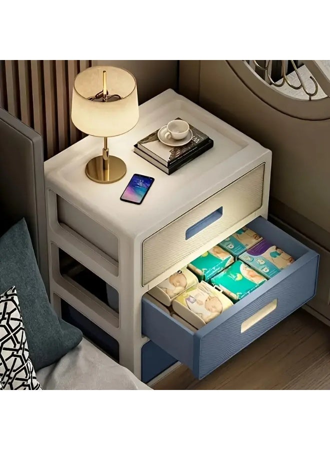 شو وو خزانة تخزين بـ 4 طبقات مع أدراج قابلة للطي ورفوف تخزين بعجلات، مناسبة لغرفة المعيشة، الحمام، المطبخ، وغرفة النوم - Image 4