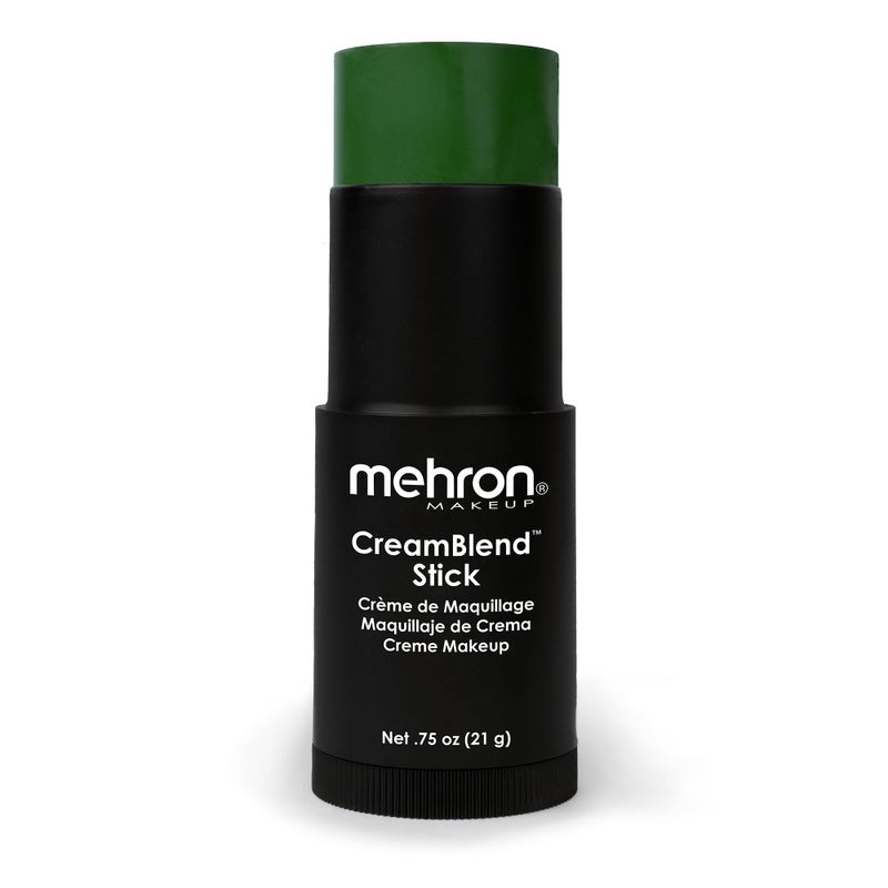Mehron Makeup CreamBlend Stick | Face Paint, Body Paint, & Foundation Cream Makeup | Perfect for Halloween .75 oz (21 g) (Green) - Image 1