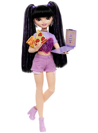 Dream Besties Doll and Accessories, Renee Posable Fashion Doll with Long Black Hair, 11 Video and Food Pieces - view 5