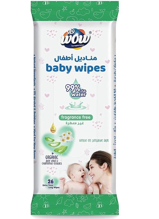 WOW - Baby Wipes Fragrance Free 26 Sheets - Image 1