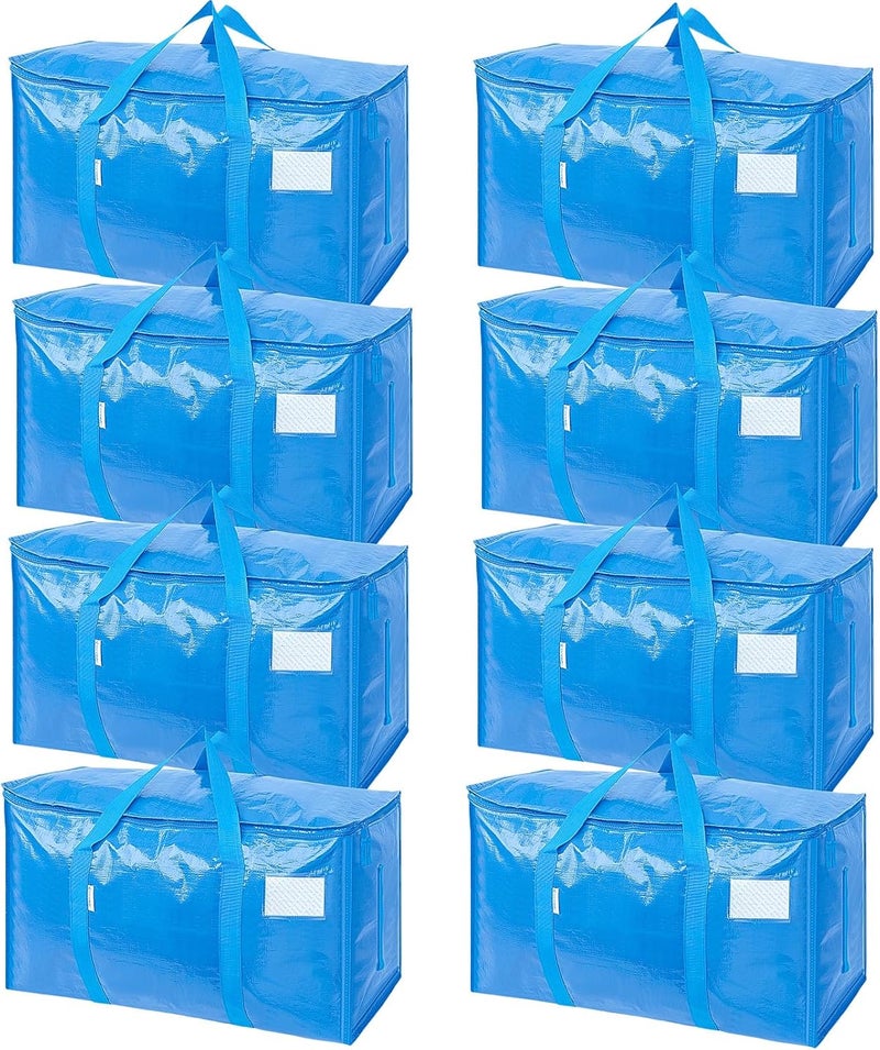 TICONN 8 Pack Extra Large Moving Bags Heavy Duty with Zippers & Carrying Handles, Durable Storage Bags Moving Boxes for Closet Organizers and Storage (8 Pack, Sky Blue) - Image 1