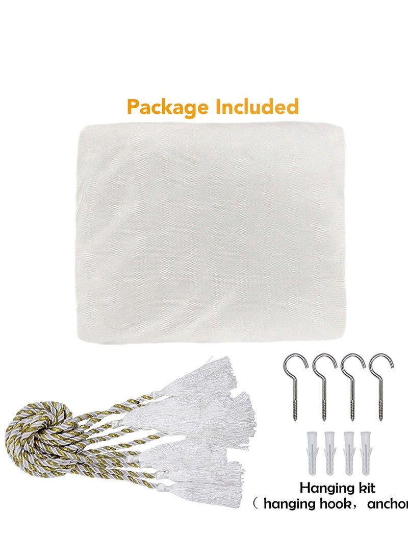 SYOSI 4 Corner Post Bed Canopy, Elegant Curtain Net for Full/Queen/King Size Bed (White) - Image 5