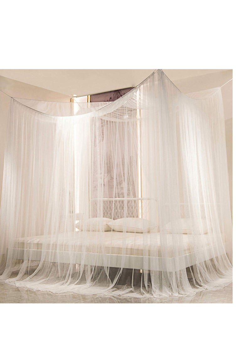 SYOSI 4 Corner Post Bed Canopy, Elegant Curtain Net for Full/Queen/King Size Bed (White) - Image 3