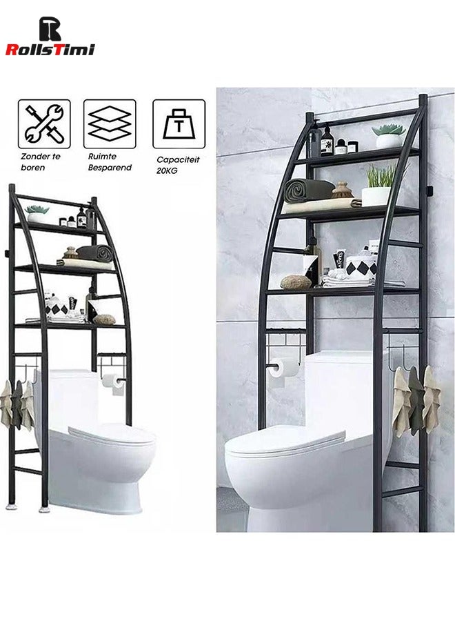 RollsTimi  Bathroom Over The Toilet Storage Shelf - 3 Tier Sailboat Storage Rack,Black - Image 1