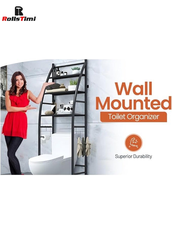 RollsTimi  Bathroom Over The Toilet Storage Shelf - 3 Tier Sailboat Storage Rack,Black - Image 3