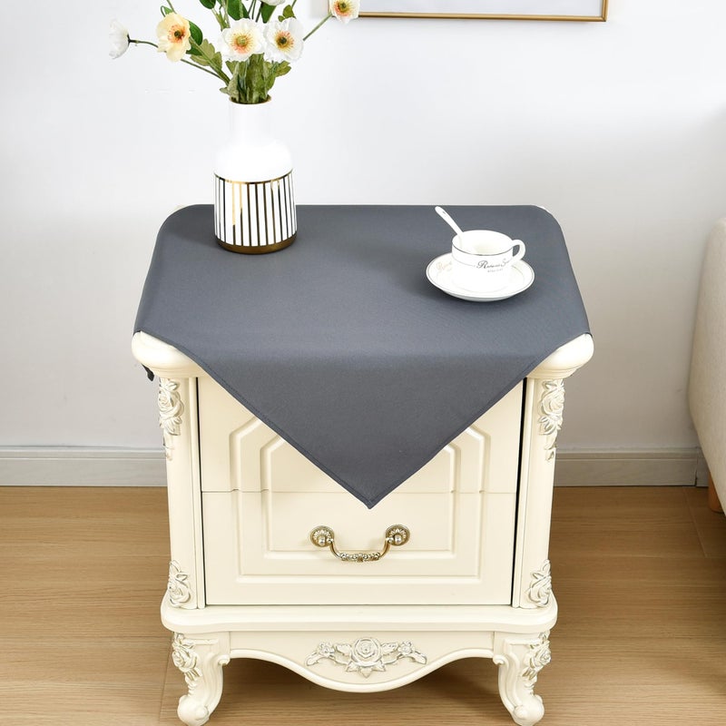Nacuci Small Square Tablecloth 24x24 Inch Washable Polyester Side Table Cloth Solid Grey Heavy Duty End Table Cover for Dining Home Party
