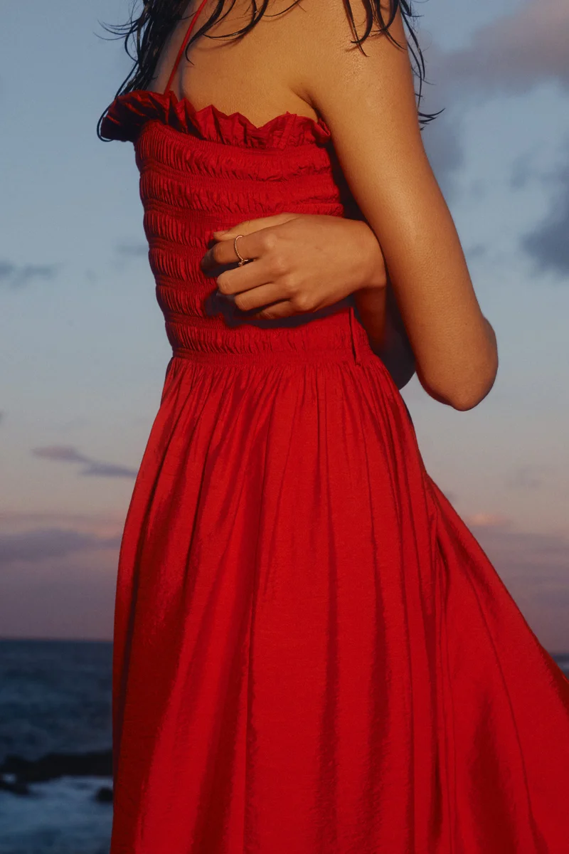 H&M  Smocked-bodice tie-strap dress for Women | Best Price UAE