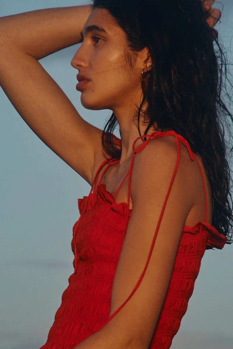 H&M  Smocked-bodice tie-strap dress for Women | Best Price UAE