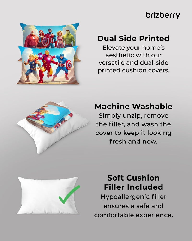 Brizberry® Kids Pillow Cushion with Super Soft Fabric | Animal & Cartoon Prints | 12x18 inches (Design 32) - Image 3