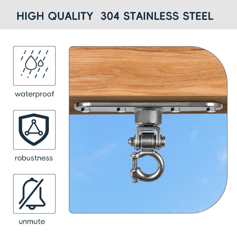 Dakzhou Heavy Duty Stainless Swing Hanger with Smooth Bearings 180Â°+360Â°Swing Hardware, 1500 lb Capacity Playground Yoga Hammock Chair Sandbag Porch Swing Bag - Image 4