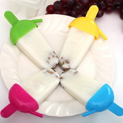 AMBSS SYS 8 pack - Frozen Ice Popsicle Mold Set with Slurping Straw Drip Guard - For Frozen Homemade Treats - Frozen Yogurt, Ice Cream, Novelties Assort. Colors - BPA Free - Dish washing Safe - Image 4