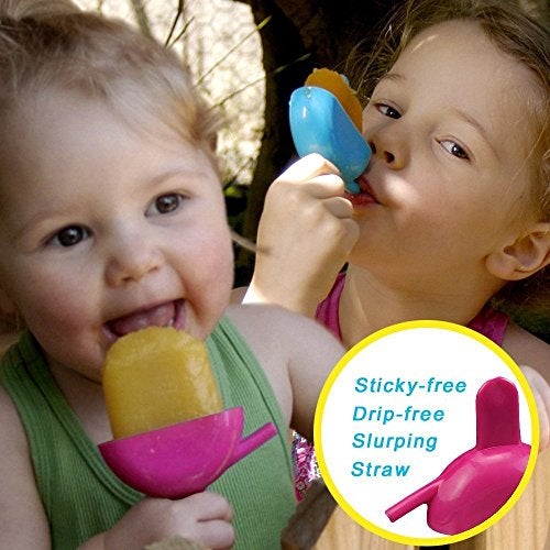 AMBSS SYS 8 pack - Frozen Ice Popsicle Mold Set with Slurping Straw Drip Guard - For Frozen Homemade Treats - Frozen Yogurt, Ice Cream, Novelties Assort. Colors - BPA Free - Dish washing Safe - Image 5