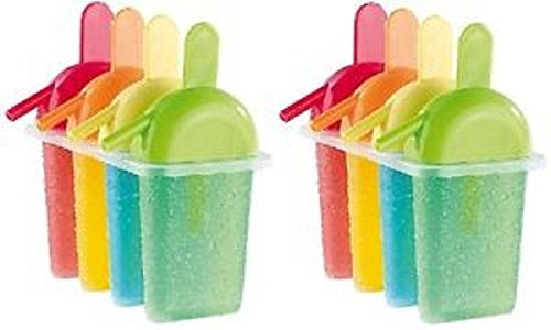 AMBSS SYS 8 pack - Frozen Ice Popsicle Mold Set with Slurping Straw Drip Guard - For Frozen Homemade Treats - Frozen Yogurt, Ice Cream, Novelties Assort. Colors - BPA Free - Dish washing Safe - Image 1