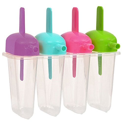AMBSS SYS 8 pack - Frozen Ice Popsicle Mold Set with Slurping Straw Drip Guard - For Frozen Homemade Treats - Frozen Yogurt, Ice Cream, Novelties Assort. Colors - BPA Free - Dish washing Safe - Image 2