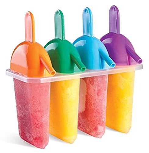 AMBSS SYS 8 pack - Frozen Ice Popsicle Mold Set with Slurping Straw Drip Guard - For Frozen Homemade Treats - Frozen Yogurt, Ice Cream, Novelties Assort. Colors - BPA Free - Dish washing Safe - Image 3