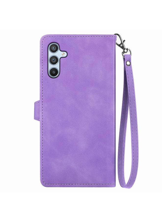 اس-توب جراب لهاتف Samsung Galaxy A36 5G، جراب هاتف جلدي بسحاب منقوش عليه زهور - Image 3