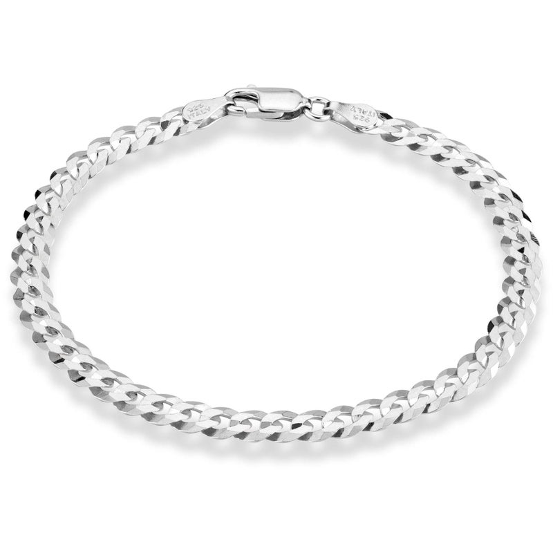 Miabella 925 Sterling Silver Italian 5mm Solid Diamond-Cut Cuban Link Curb Chain Bracelet for Men Women, Made in Italy (Length 6.5 Inches) - Image 1