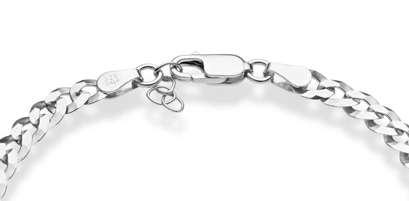 Miabella 925 Sterling Silver Italian 5mm Solid Diamond-Cut Cuban Link Curb Chain Bracelet for Men Women, Made in Italy (Length 6.5 Inches) - Image 3