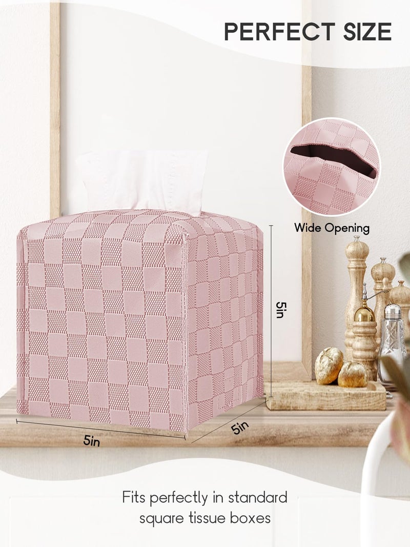 TOGETRUE Tissue Box Cover, Tissue Box Holder Square, Tissue Holders Decorative Organizer for Home Decor, Tabletop and Car, 5"X5"X5" (Pink) - Image 3
