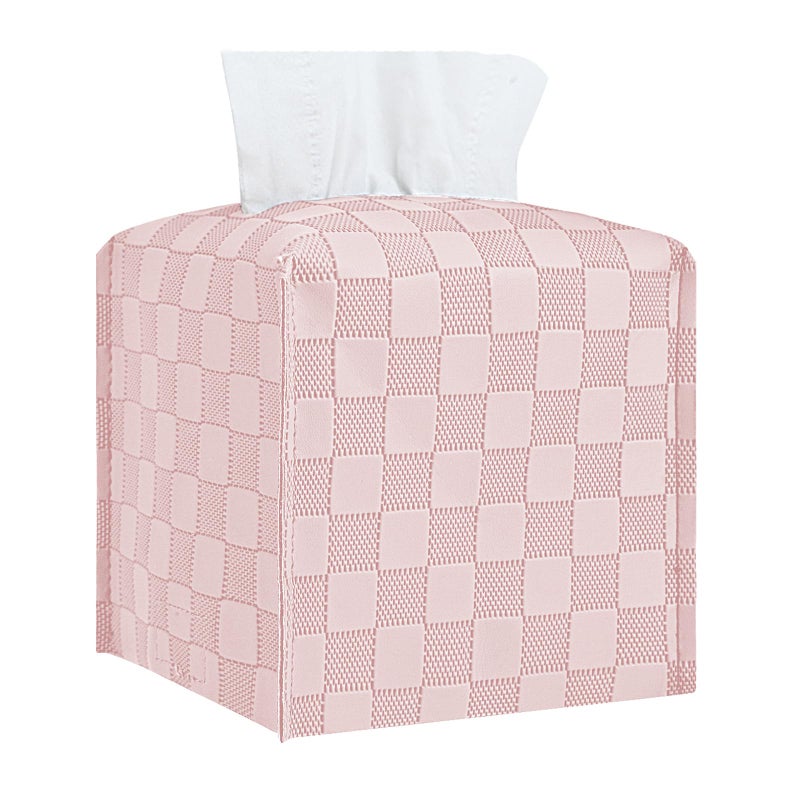 TOGETRUE Tissue Box Cover, Tissue Box Holder Square, Tissue Holders Decorative Organizer for Home Decor, Tabletop and Car, 5"X5"X5" (Pink) - Image 1