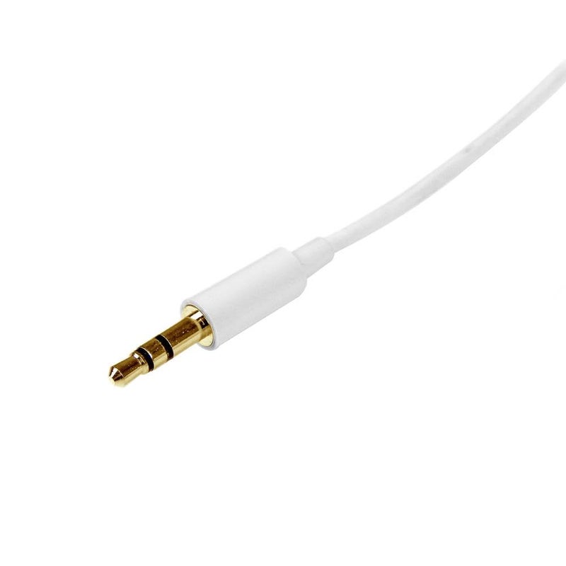 StarTech.com 1m White Slim 3.5mm Stereo Audio Cable - 3.5mm Audio Aux Stereo - Male to Male Headphone Cable - 2x 3.5mm Mini Jack (M) White (MU1MMMSWH) - Image 2