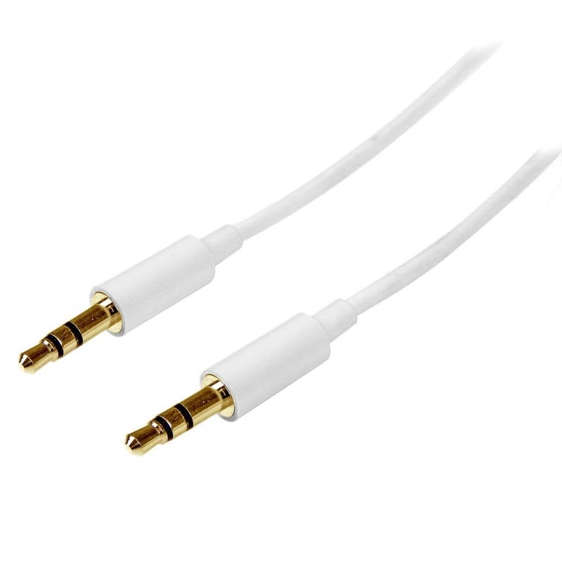 StarTech.com 1m White Slim 3.5mm Stereo Audio Cable - 3.5mm Audio Aux Stereo - Male to Male Headphone Cable - 2x 3.5mm Mini Jack (M) White (MU1MMMSWH) - Image 1