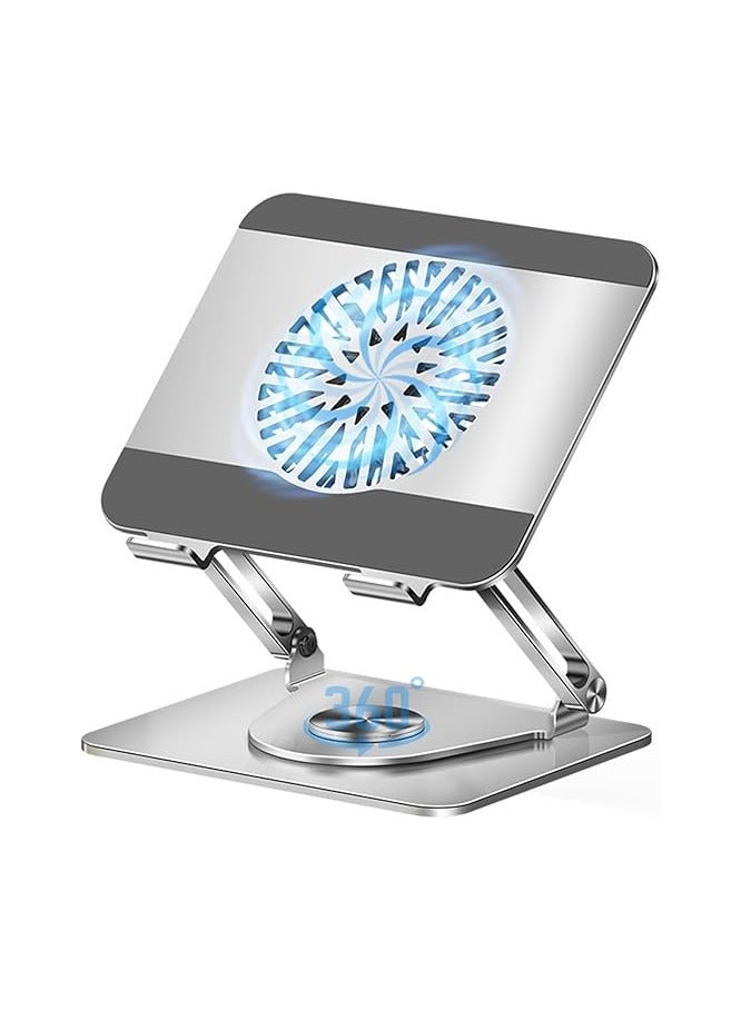 قاعدة تبريد لابتوب دوارة 360 درجة – مروحة تربو 12 بوصة – ارتفاع قابل للتعديل – متوافقة مع أجهزة من 10 إلى 17.3 بوصة