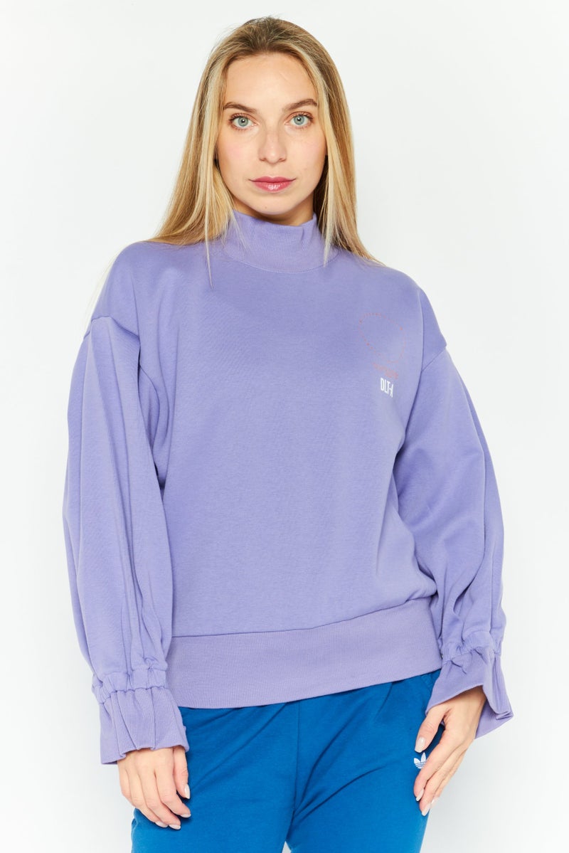 SKECHERS ملابس رياضية نسائية بأكمام طويلة مناسبة، خارجية، لون بنفسجي - Image 1