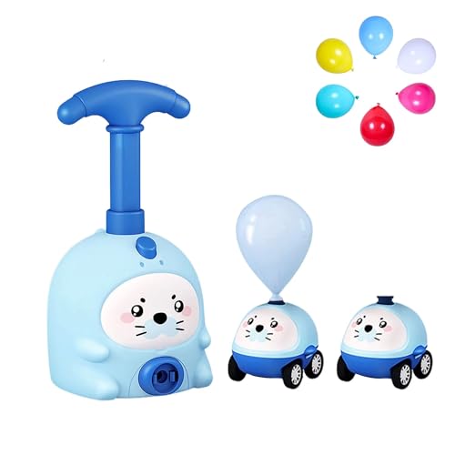 Kidology Balloon Launcher Car Toy Set for Kids | Powered Car Racers Party Supplies | Educational Science STEM Toys with Manual Balloon Pump for Kids Boys Girls Classroom (Balloon Launcher Pig - Blue) - Image 1