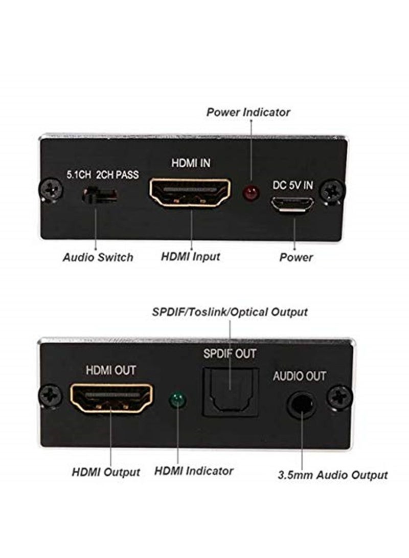 محول صوت HDMI - HDMI إلى HDMI بصري TOSLINK SPDIF 3.5mm ستيريو - Image 4