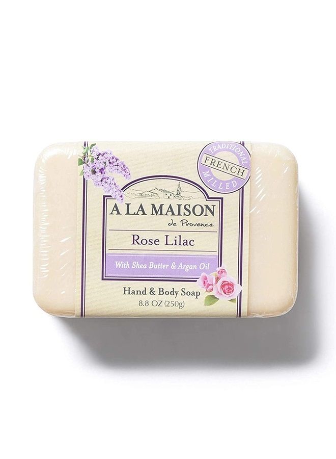 A La Maison Rose Lilac Bar Soap - Triple French Milled Natural Moisturizing Hand Soap Bar (1 Bar of Soap, 8.8 oz) - Image 1