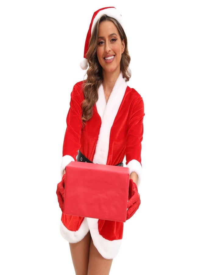 UDYR Mrs Claus Costume Women Santa Claus Suit Cosplay Costume Outfit Dress One Size with Belt and Hat - Image 3