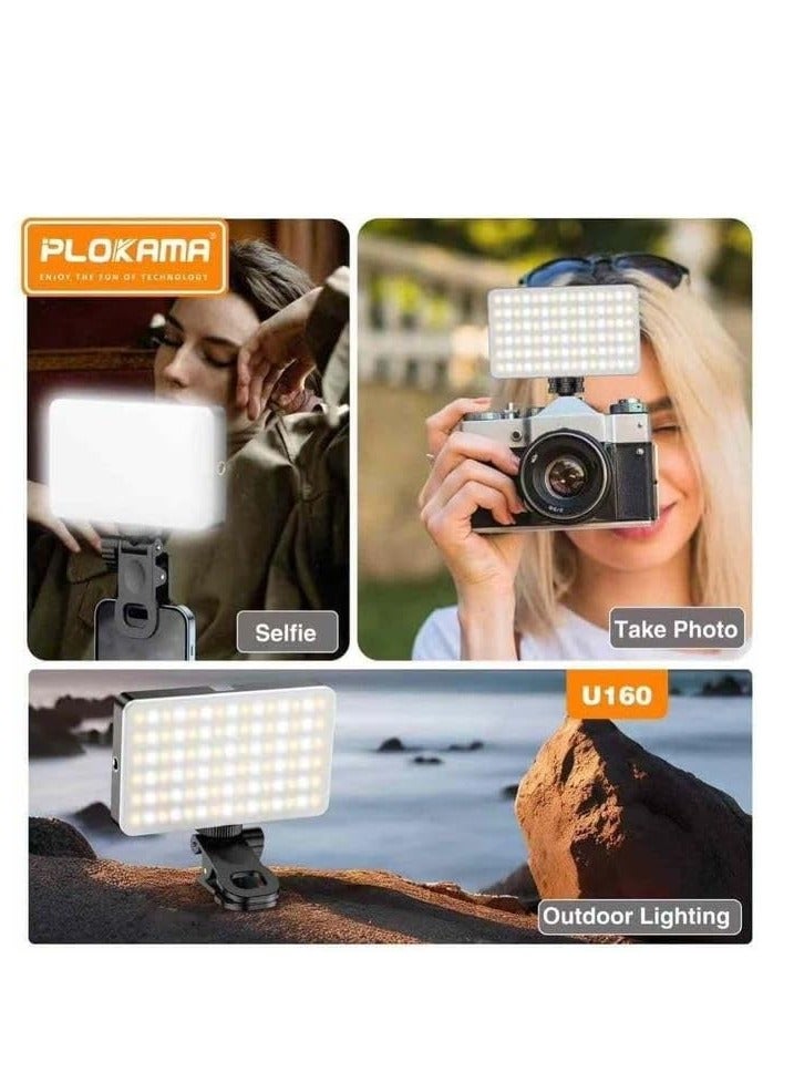 PLOKAMA U160 LED Light - 360 Degree Rotation - 3 Powerful Colors - Camera/Mobile/PC Mount/Outdoor Lamp for All Content Creators - Black - Image 3